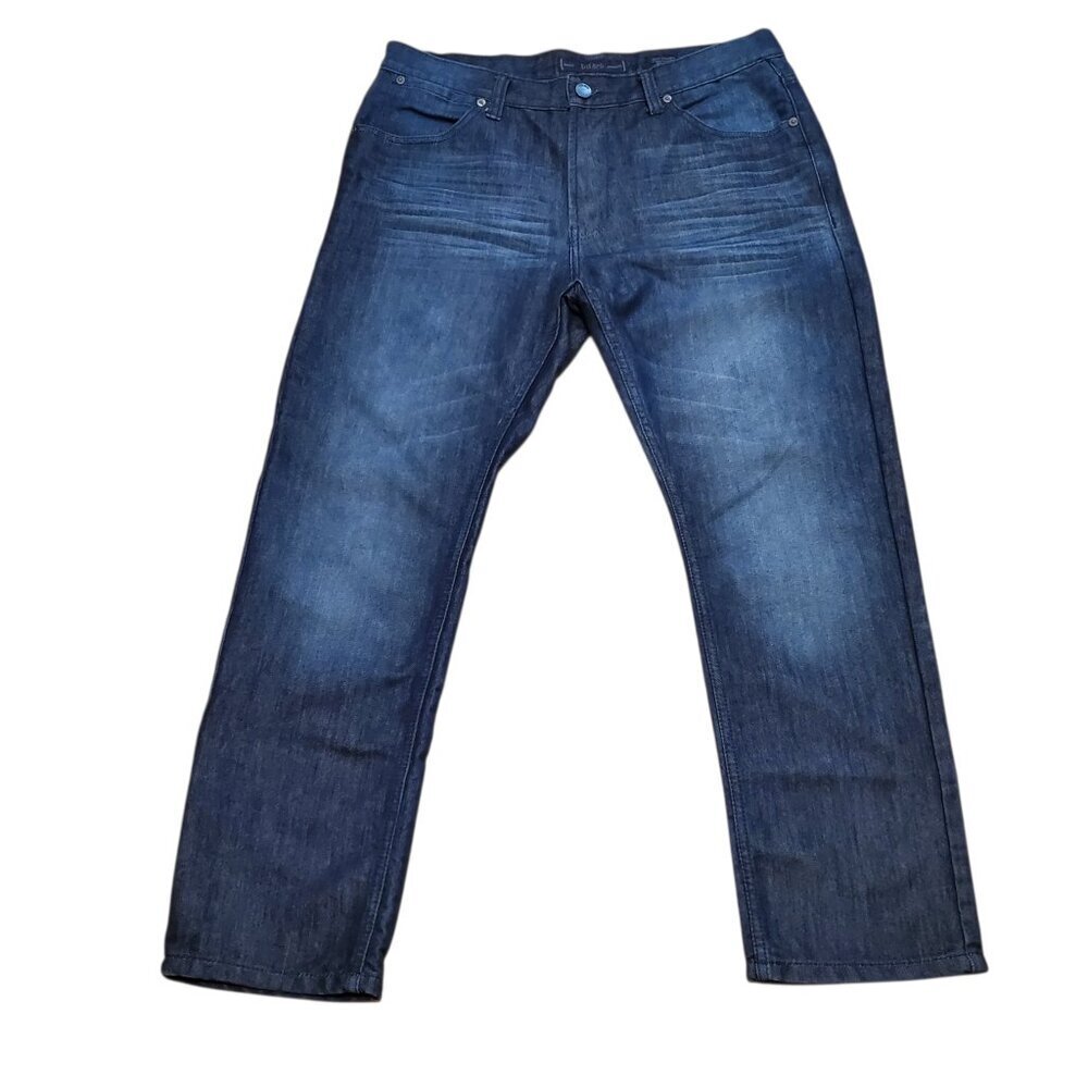 PD&C Mens Distressed Blue Jeans Slim Straight Dark Wash 5-Pocket